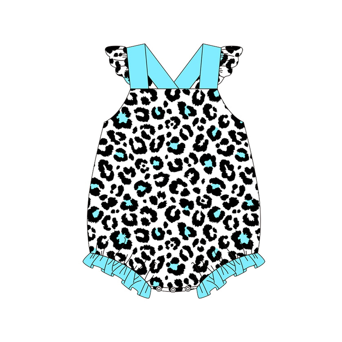 preorder SR1321 leopard blue flutter sleeve girls romper
