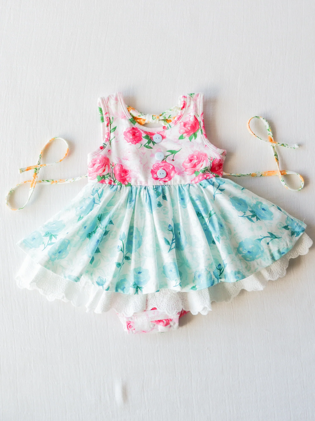preorder SR1322 hot pink flowers blue sleeveless girls romper
