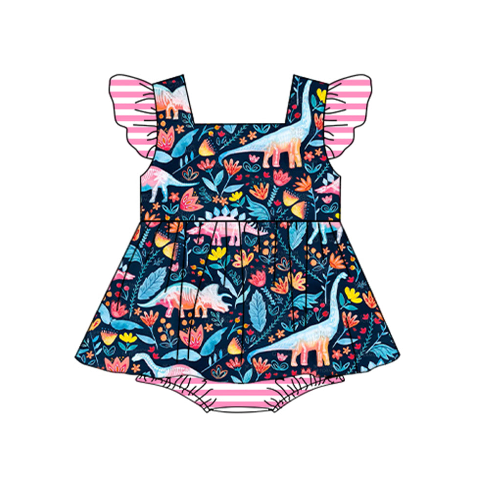 preorder SR1382 multi color dinosaur flutter sleeve girls romper