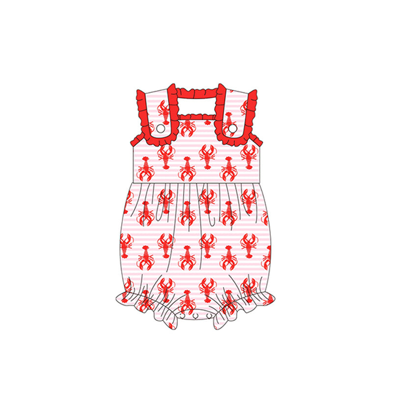 preorder SR1464 crayfish red sleeveless girls romper