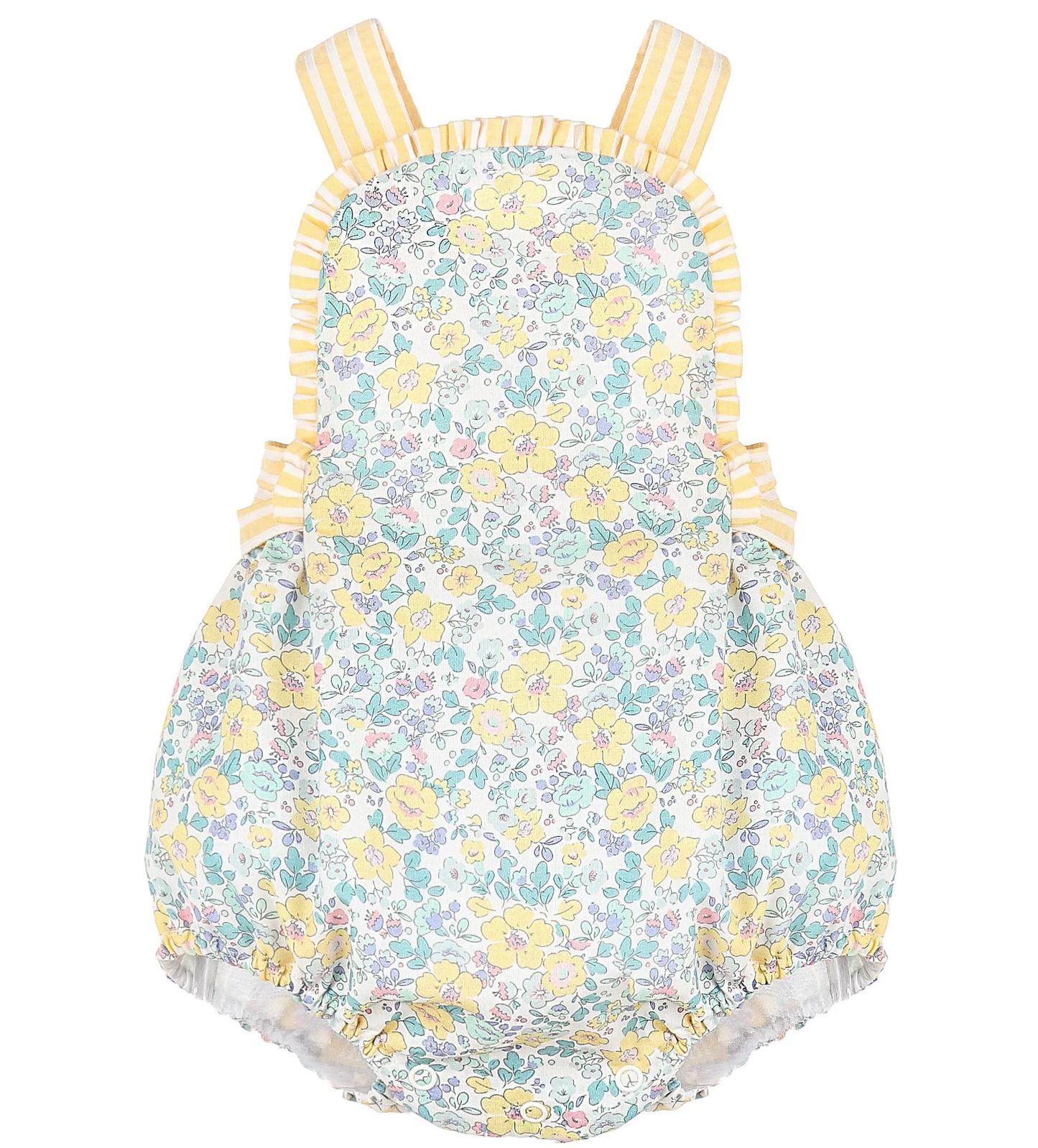 custom moq 3 multi color flowers yellow sleeveless girls romper