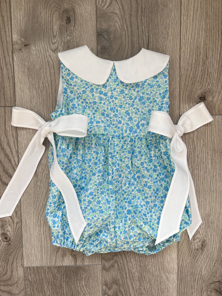 preorder SR1518 blue flowers floral sleeveless girls romper