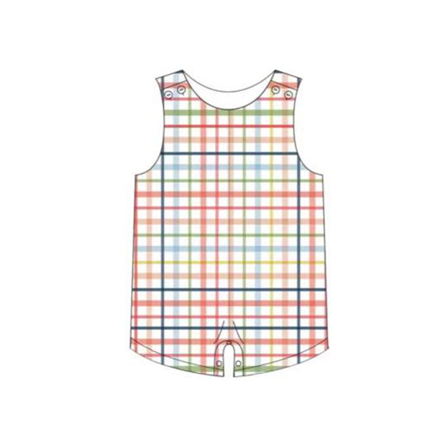 preorder SR1526 colorful checkered striped sleeveless boys romper