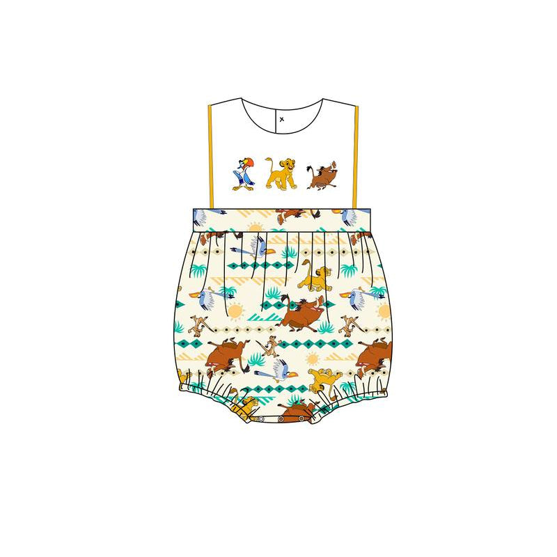 preorder SR1578 cartoon lion animals yellow sleeveless boys romper