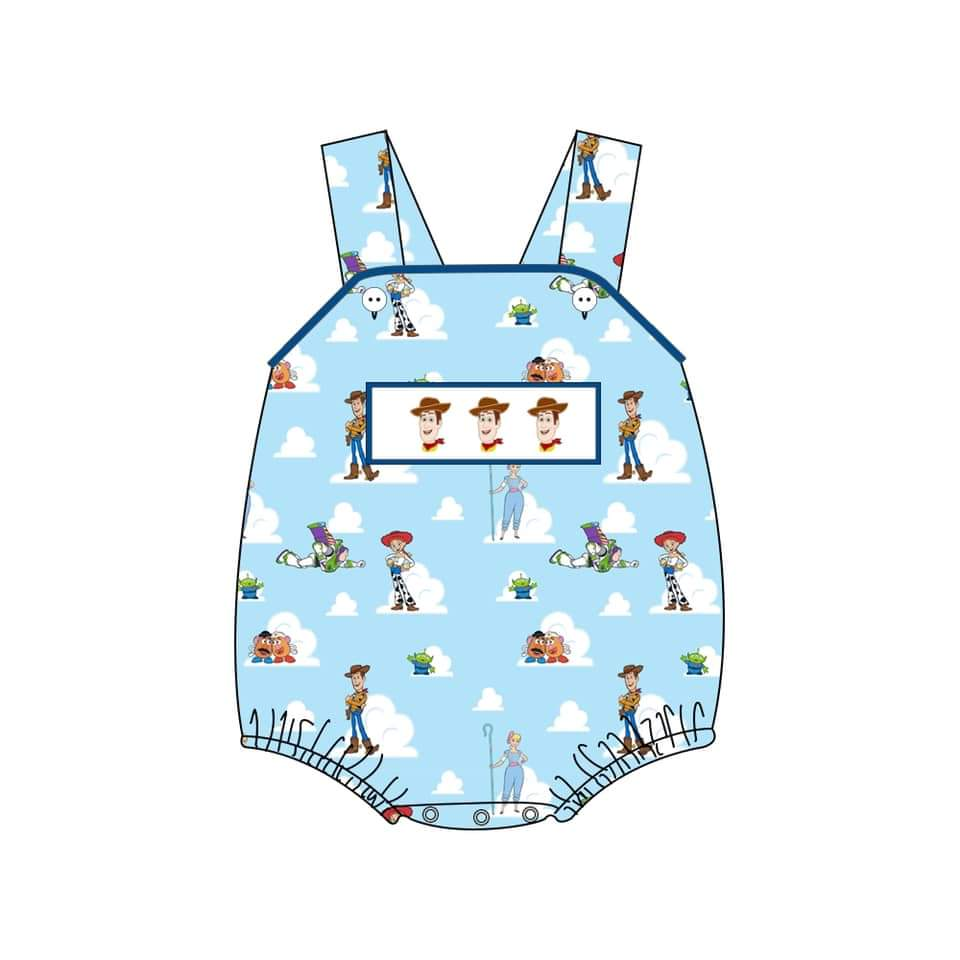 preorder SR1601 cartoon toy blue sleeveless boys romper