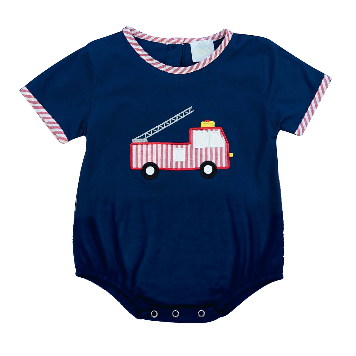 preorder SR1677 firetruck navy blue short sleeve baby romper
