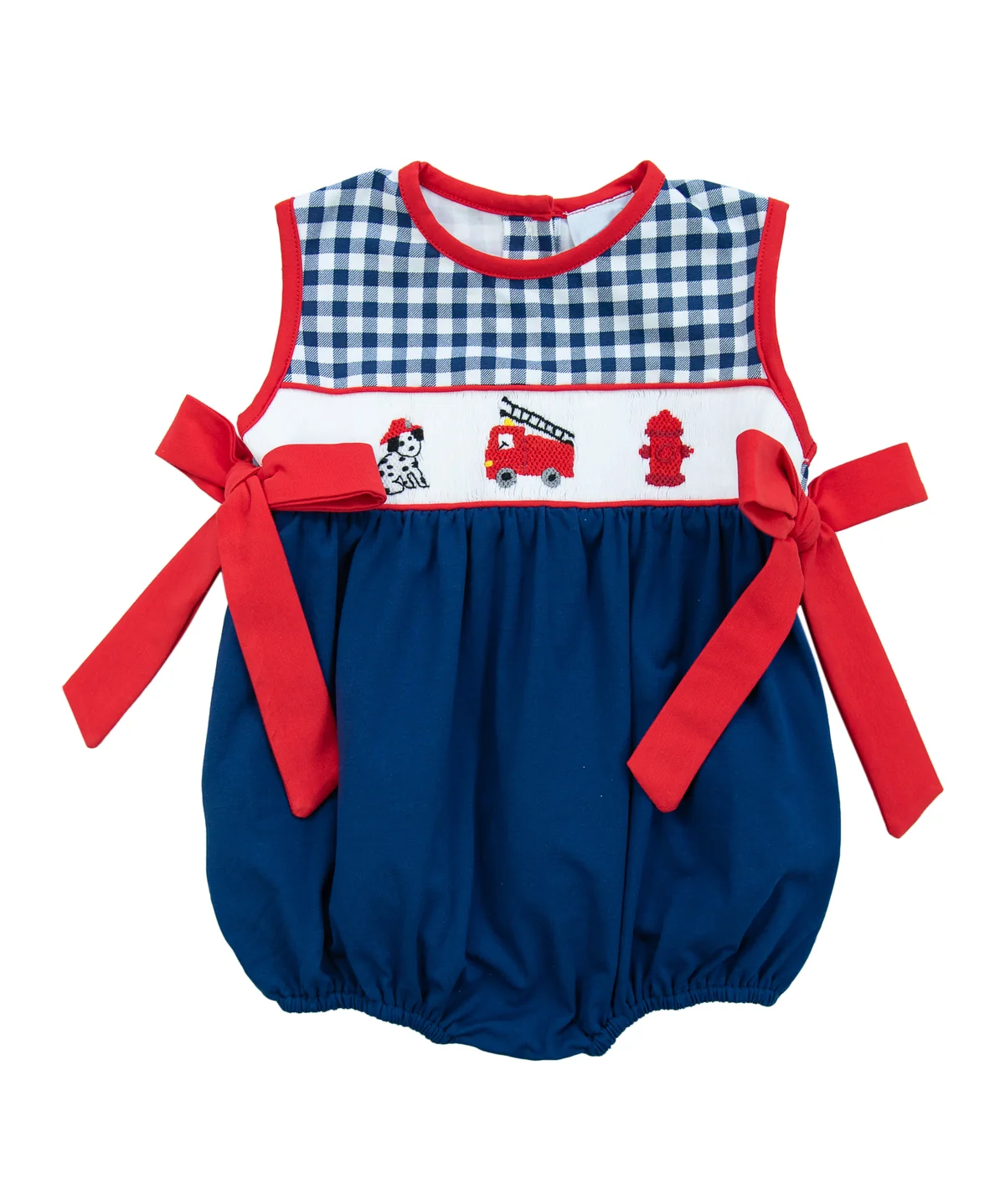 preorder SR1678 cute firework dog blue checkered sleeveless girls romper