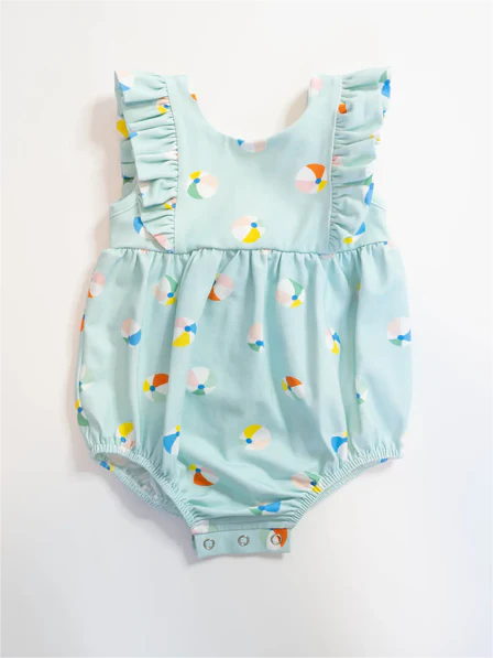 preorder SR1728 sandbeach ball blue flutter sleeve girls romper