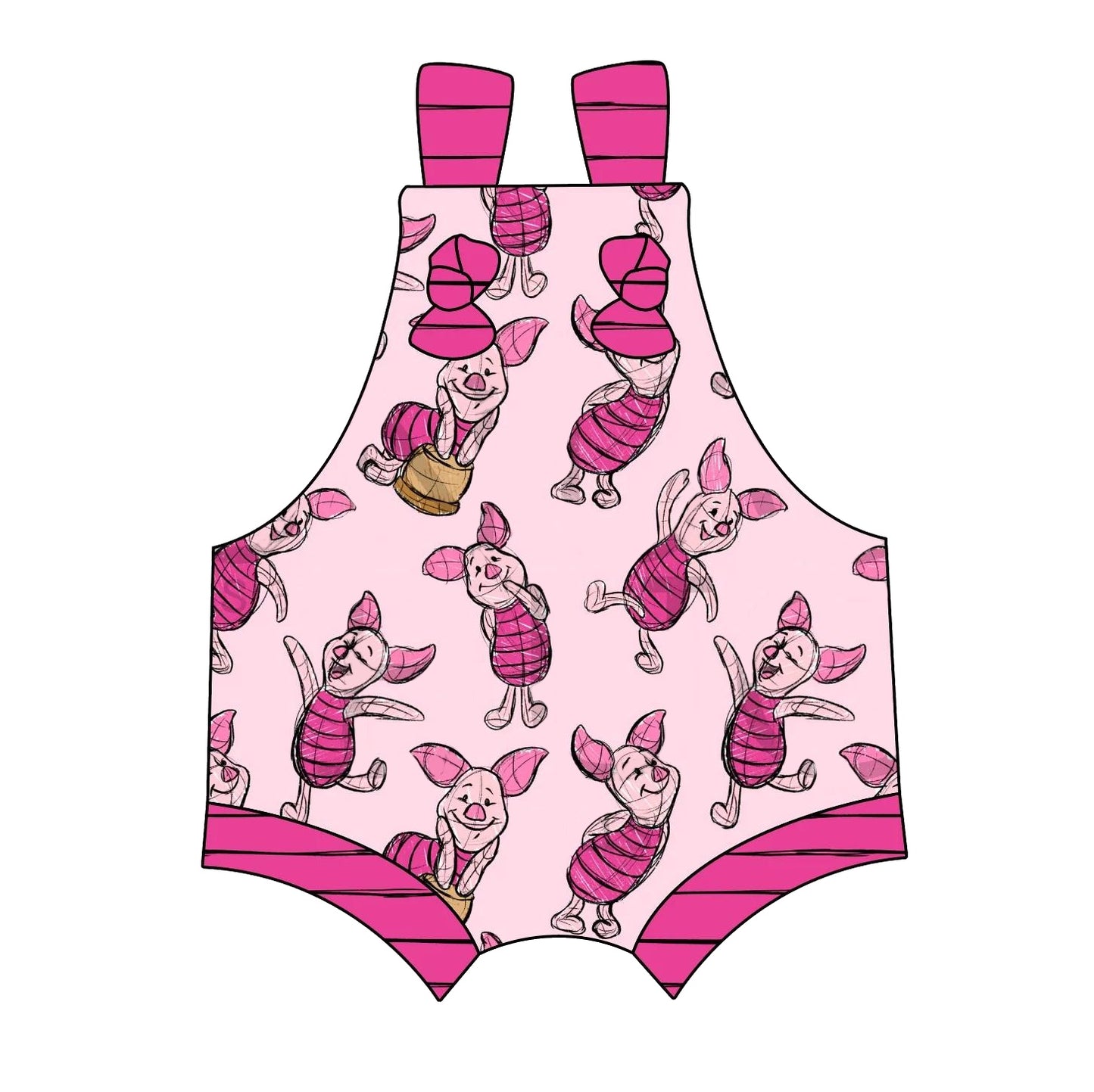 preorder SR1740 cartoon cute pig pink sleeveless baby romper