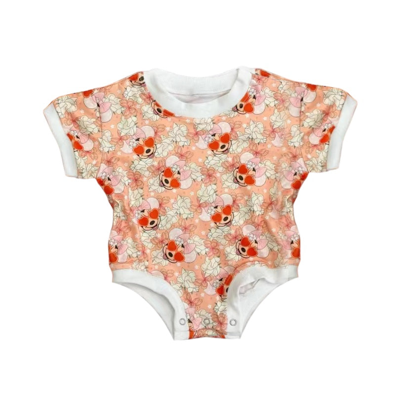preorder SR1762 cartoon M mouse flowers short sleeve girls romper