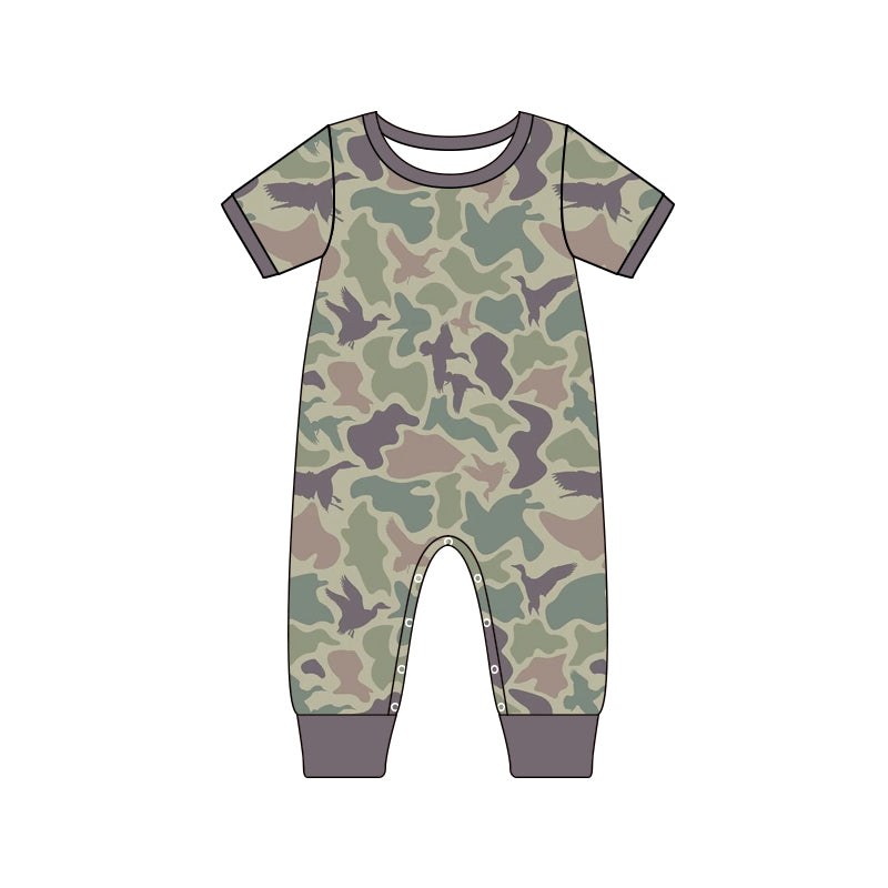 preorder SR1818 dark grey camo short sleeve boys romper