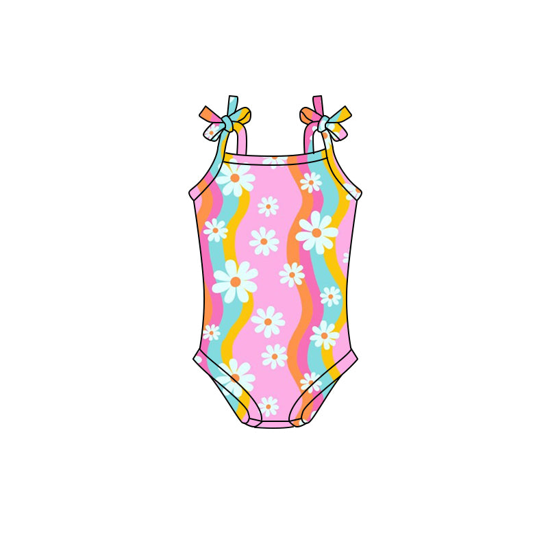 preorder SR1837 flowers rainbow striped girls romper