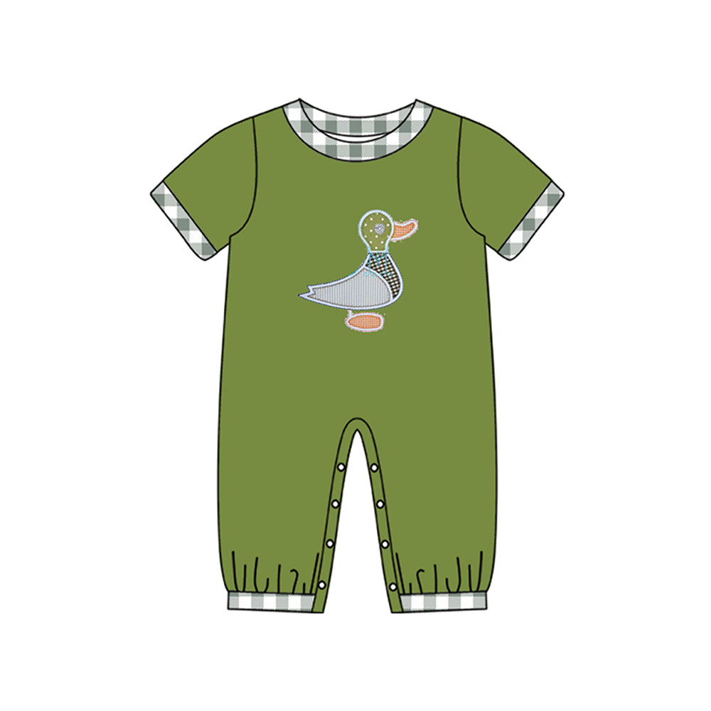 preorder SR1842 cute duck mallard green short sleeve boys romper