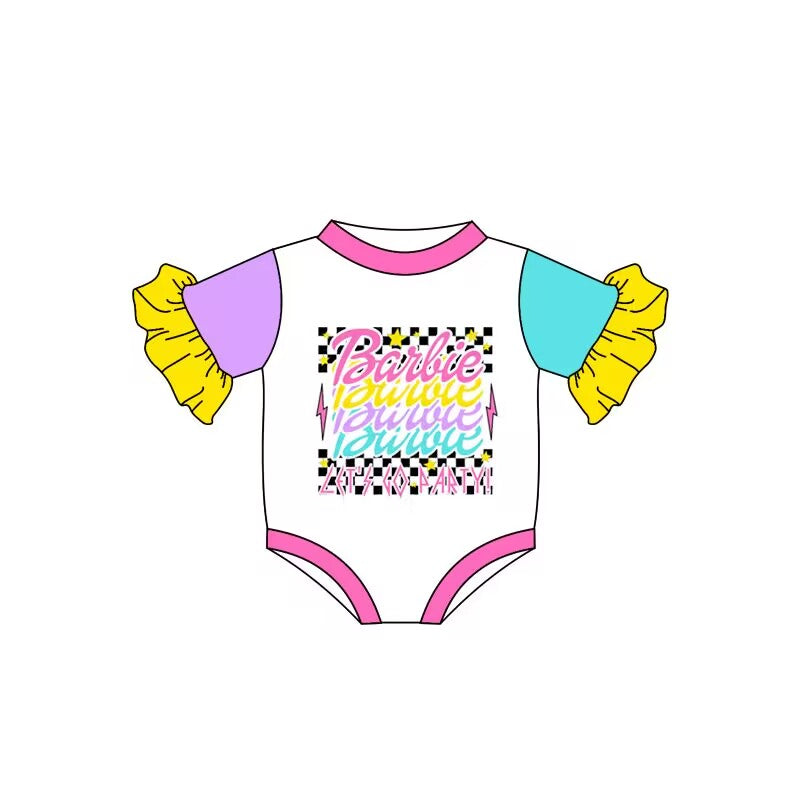 preorder SR1877 cartoon BA purple blue short sleeve girls romper