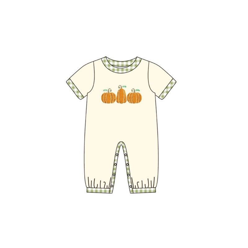preorder SR1889 Autumn full pumpkin short sleeve boys romper