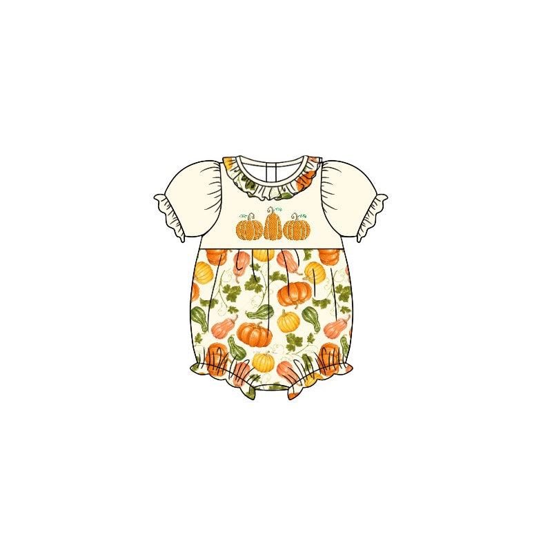 preorder SR1890 Autumn full pumpkin short sleeve girls romper