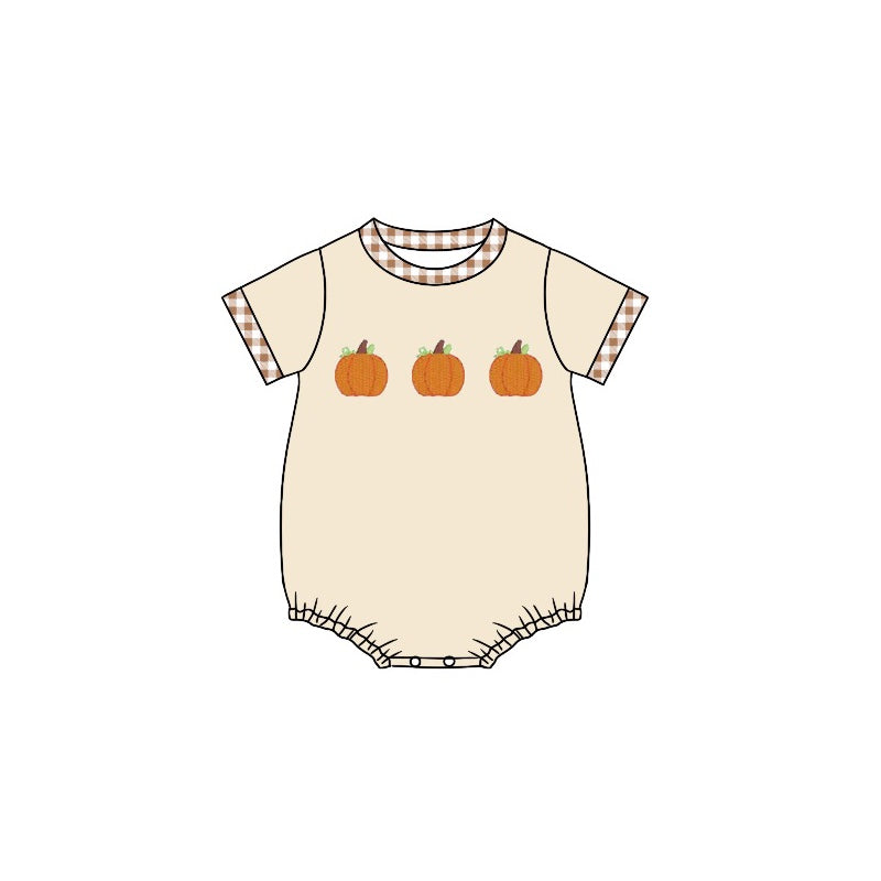 preorder SR1892 Autumn full pumpkin short sleeve girls romper