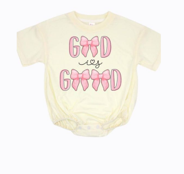 preorder SR1924 god is good pink bow short sleeve girls romper