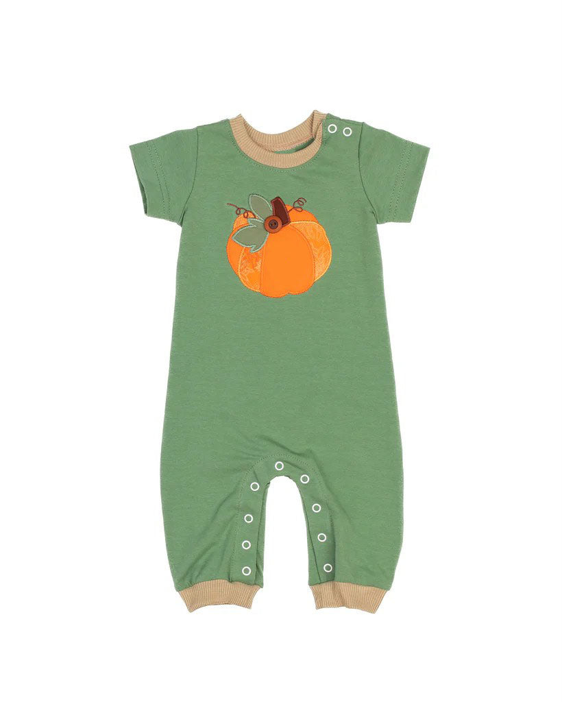 preorder SR1948 Autumn pumpkin green short sleeve boys romper