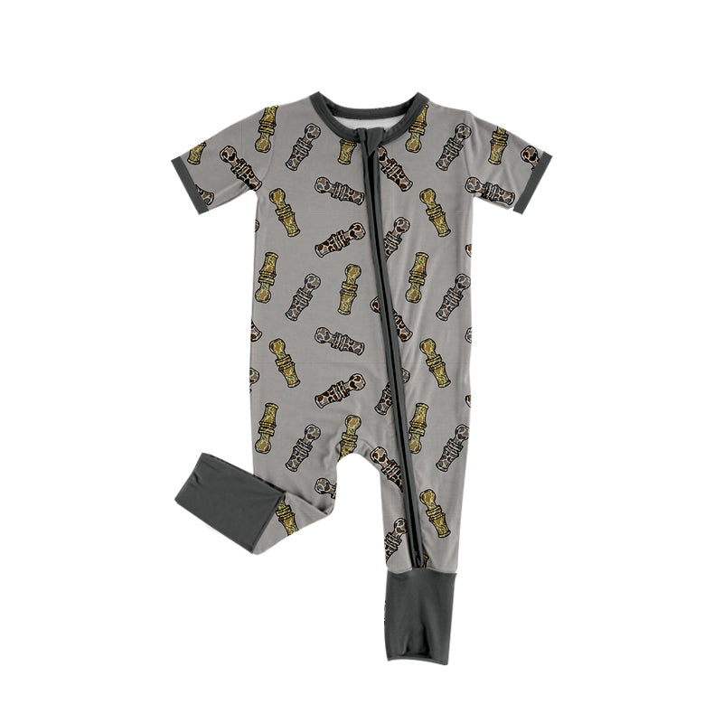 preorder SR1980 camo duck call grey short sleeve zipper boys romper