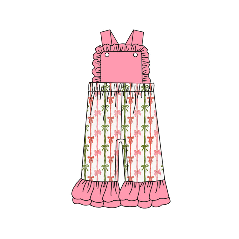 Preorder SR2007 colorful bows pink sleeveless girls jumpsuits