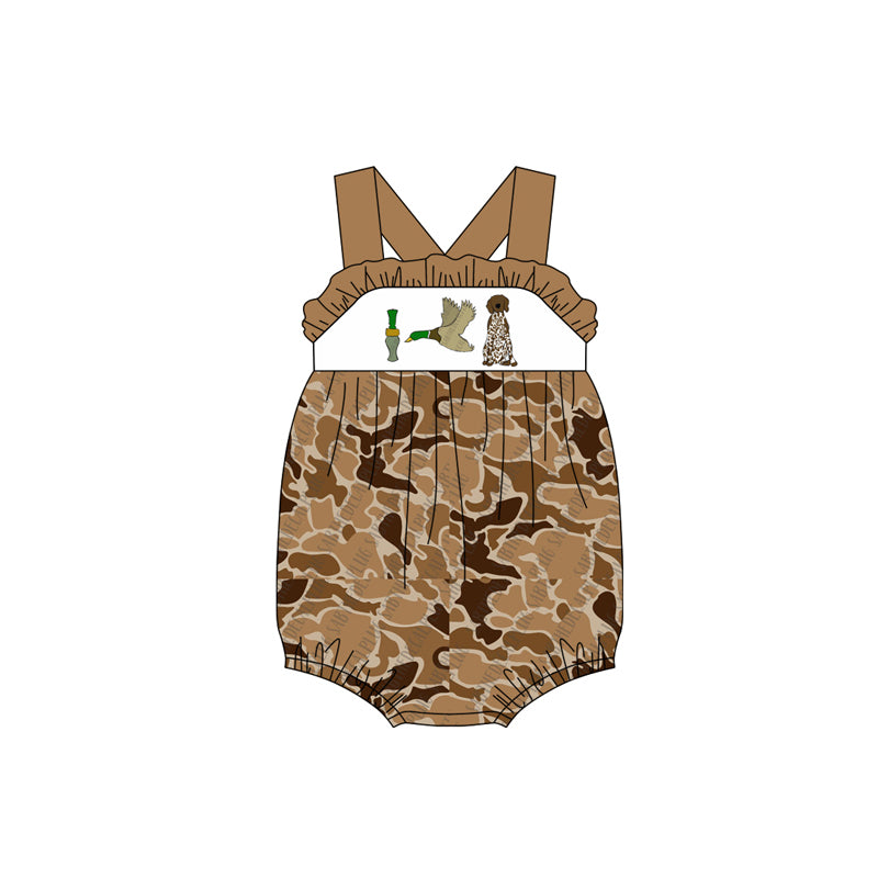 preorder SR2125 hunting camo duck call mallard dog brown boys romper