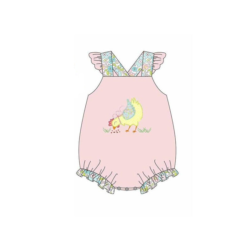preorder SR2142 cute chick colorful flowers pink girls romper