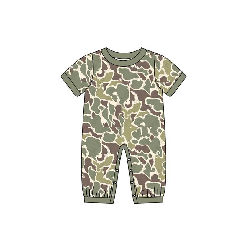 preorder SR2156 hunting camo duck camo dog green short sleeve boys romper