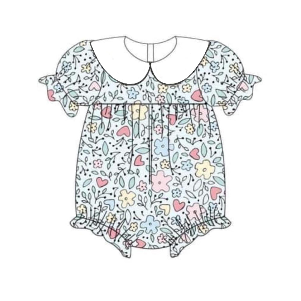 preorder SR2219 colorful flowers short sleeve girls floral romper