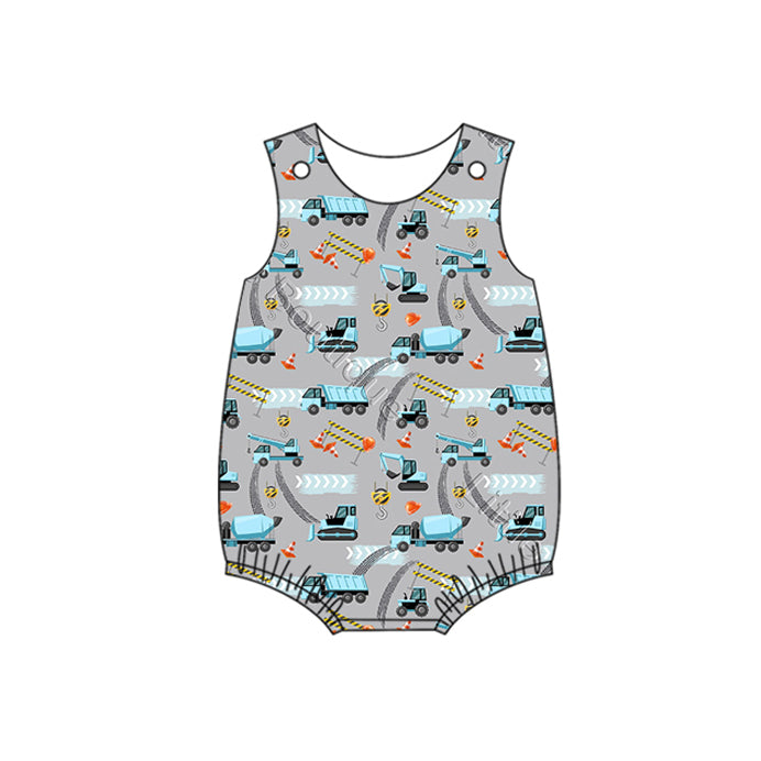 preorder SR2251 cute construction blue sleeveless boys romper