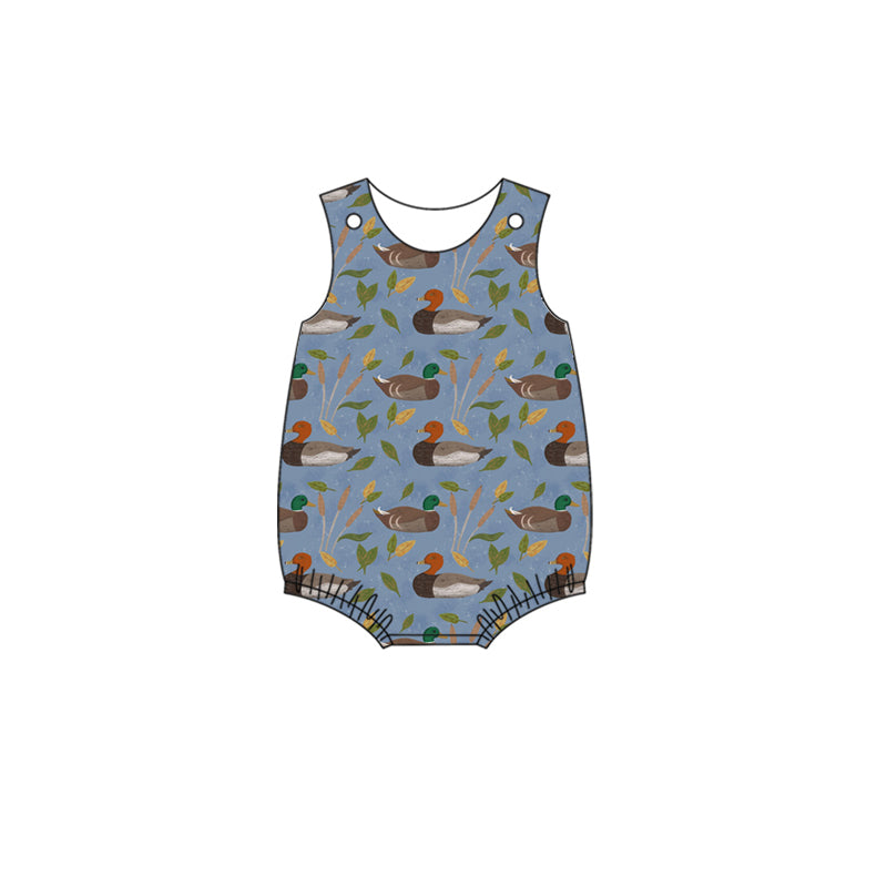 preorder SR2262 cute mallard duck blue sleeveless boys romper