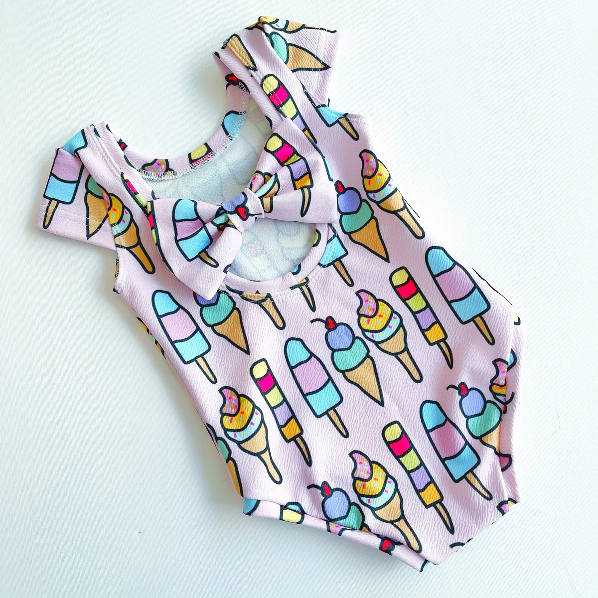 preorder SR2340 cartoon ice bows flutter sleeve girls romper