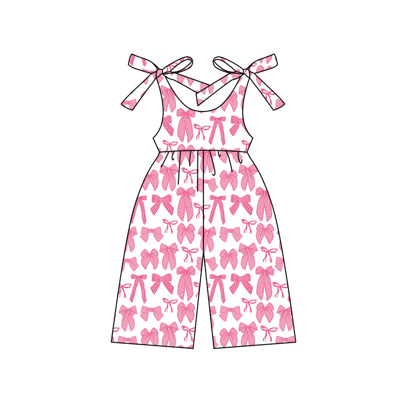 preorder SR2478 Hot Pink Bows Lace-up Girls Jumpsuits