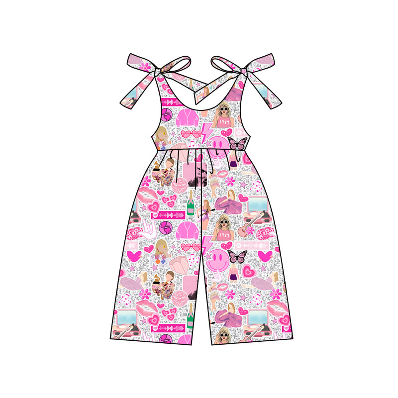 preorder SR2484 Taylor Country Singer Hot Pink Lace-up Girls Jumpsuits