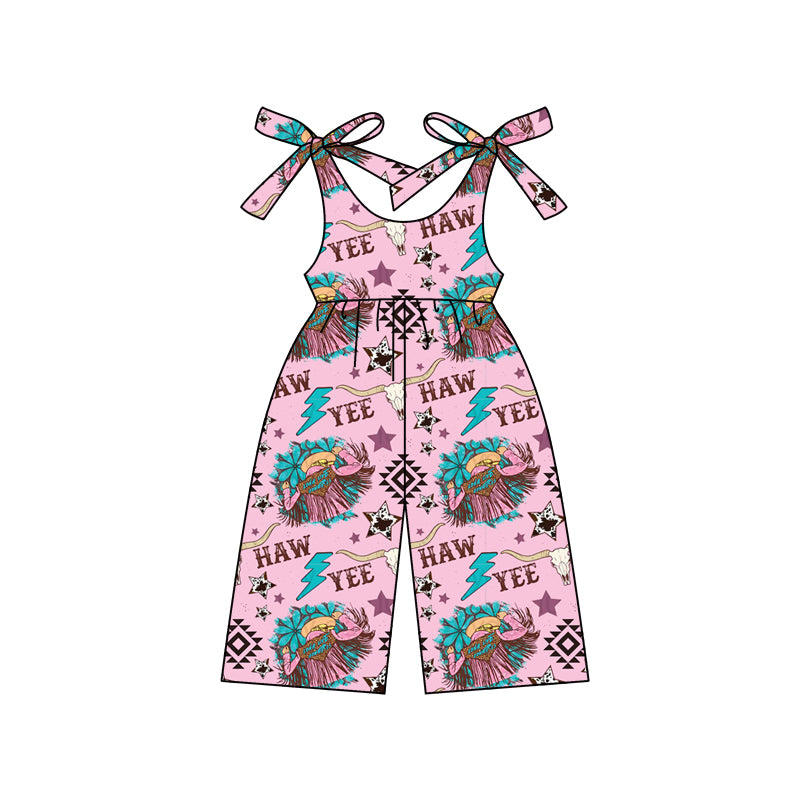 preorder SR2494 Western YEE Aztec turquoise pink girls jumpsuits