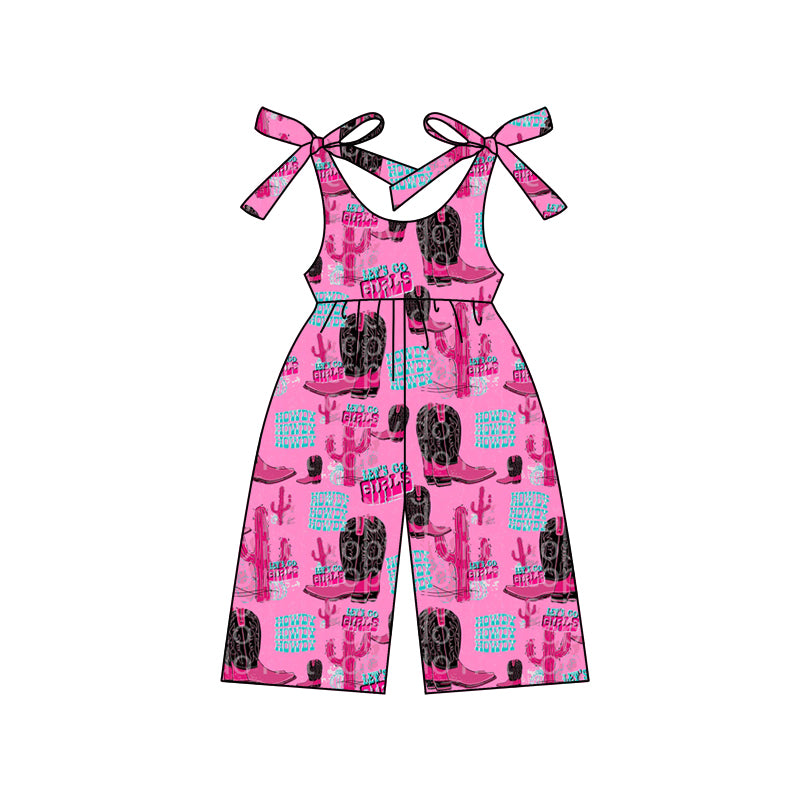 preorder SR2495 Western let's go girls boot cactus hot pink girls jumpsuits