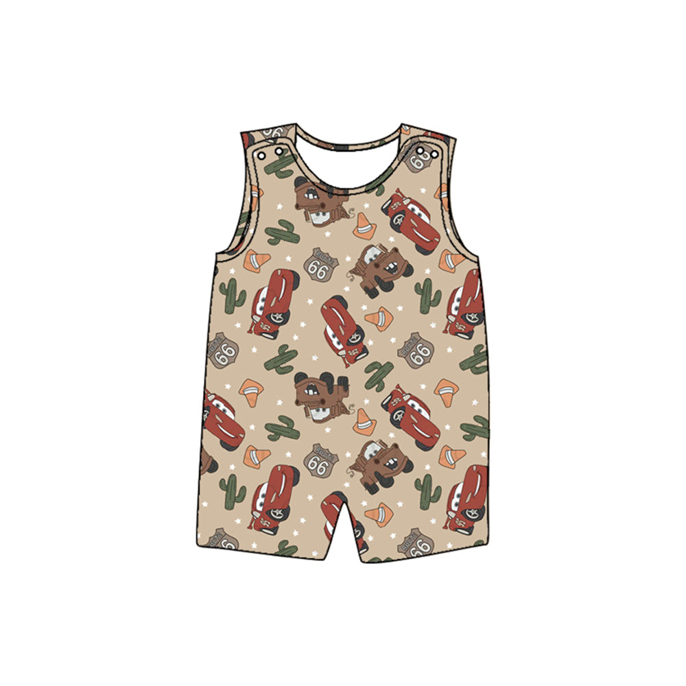 preorder SR2537 baby boy Western car cactus sleeveless romper