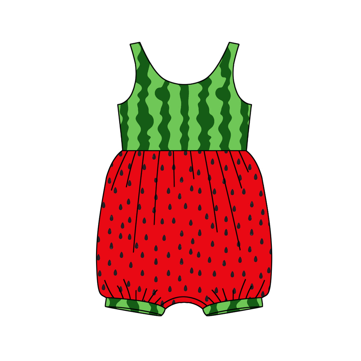preorder SR2677 Summer fruit watermelon green red girls romper