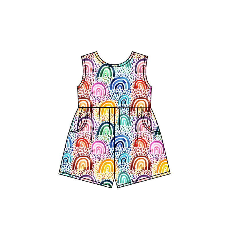 preorder SR2696 colorful rainbow dot sleeveless girls jumpsuits