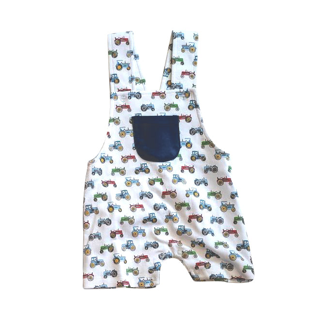 preorder SR2726 Farm tractor pocket navy blue boys romper