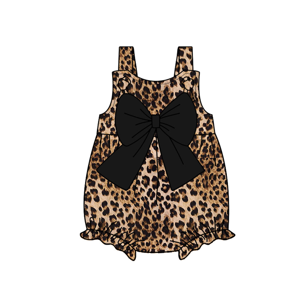 preorder SR2739 leopard with bow girls romper