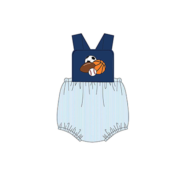 preorder SR2769 ball basketball baseball navy blue sleeveless boys romper
