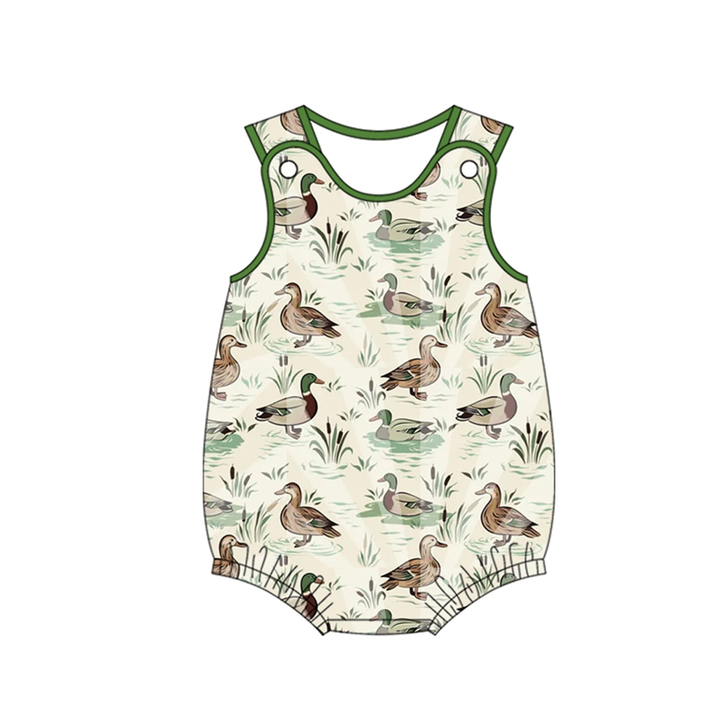 preorder SR2778 hunting mallard duck green sleeveless boys romper