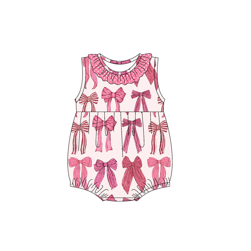 preorder SR2884 pink bows red bows sleeveless girls romper