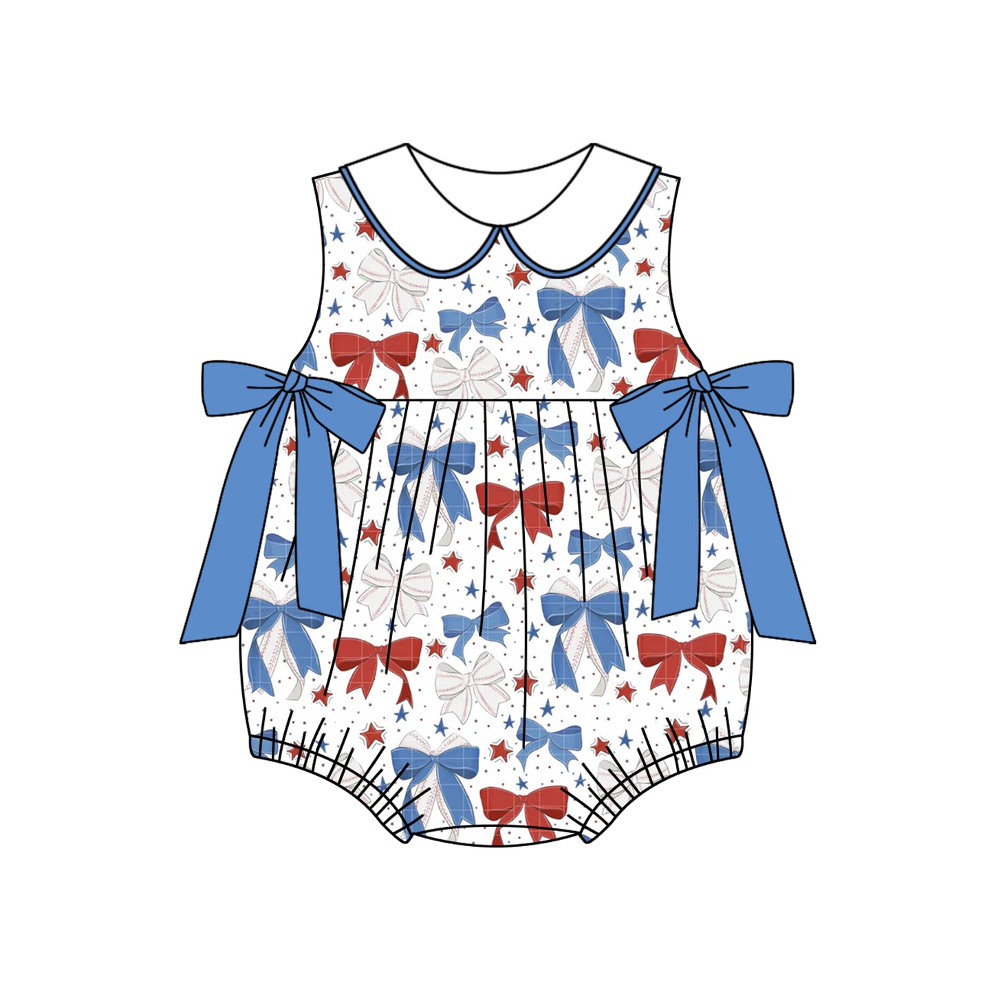 preorder SR2886 July 4th red bows pink bows with bows girls romper
