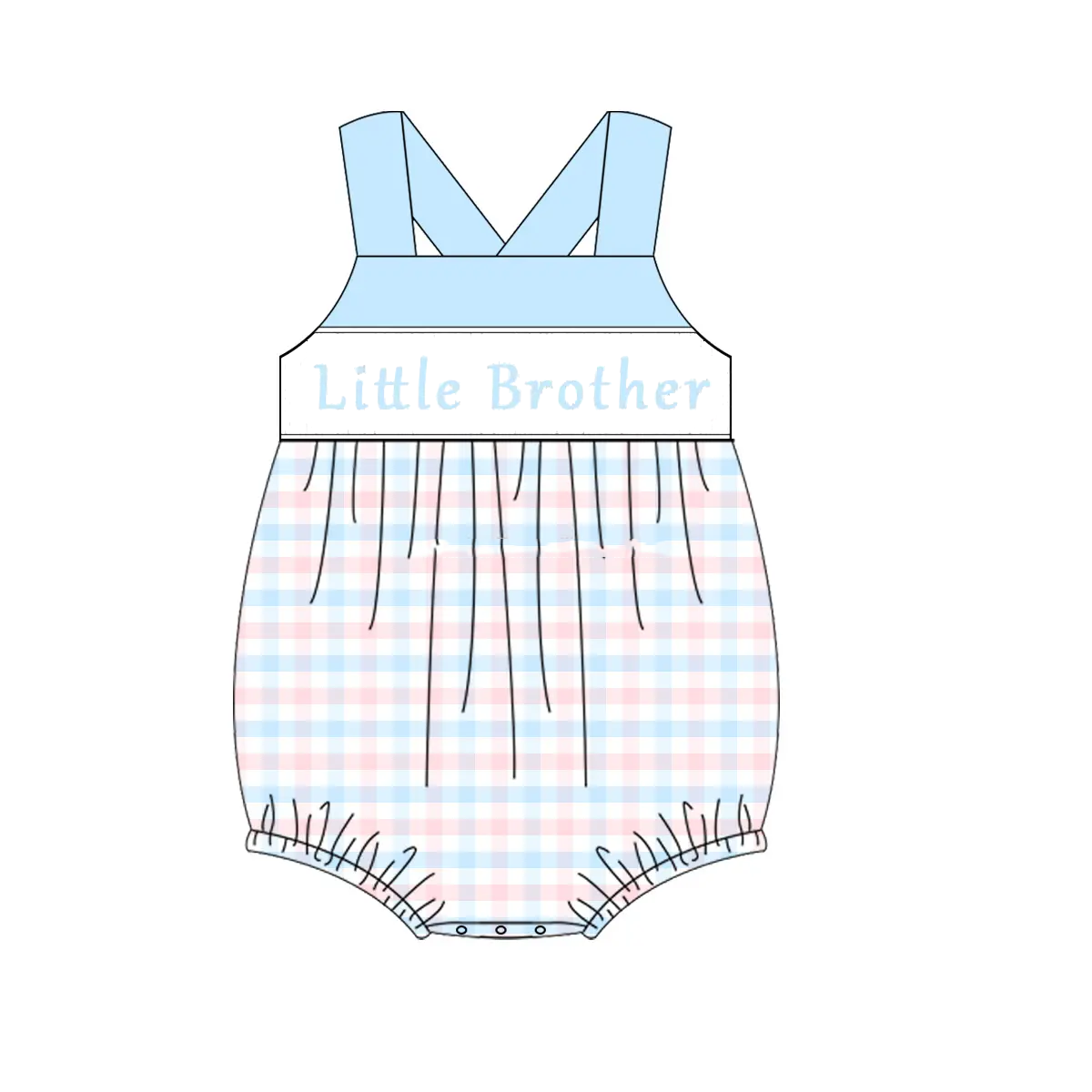 preorder SR2910 little brother blue pink checkered boys romper