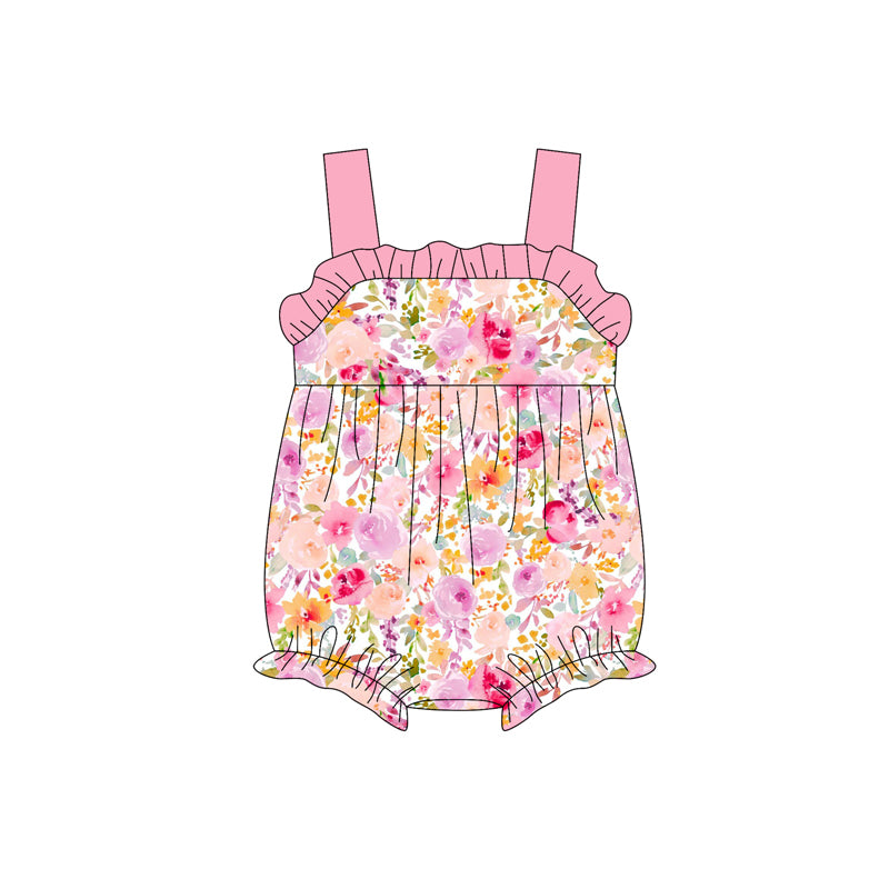 preorder SR2912 colorful flowers pink girls romper