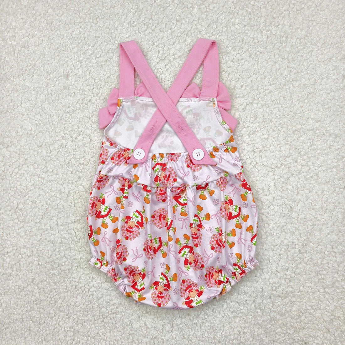 strawberry girl pink bows Summer Sibling Clothes RTS