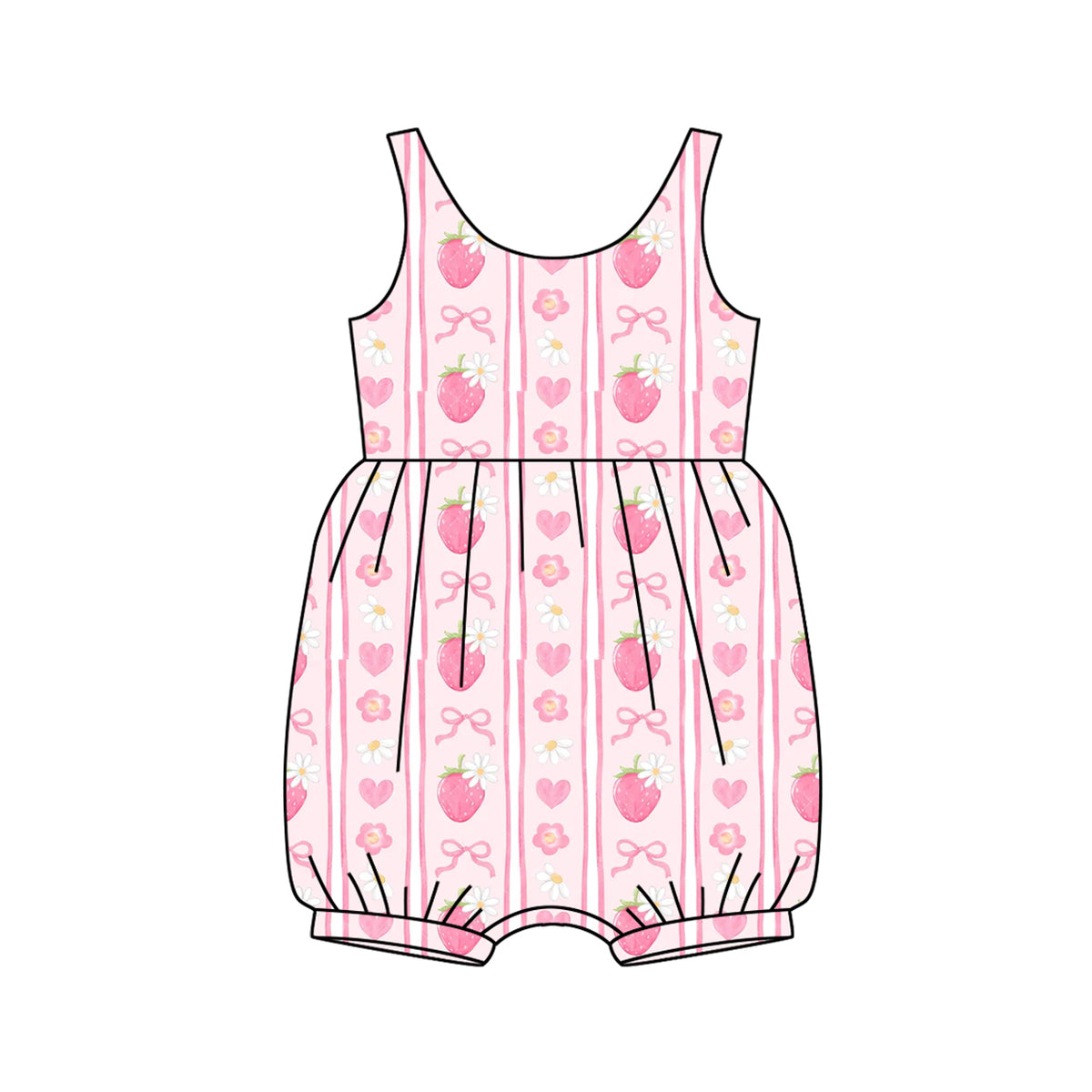 preorder SR2934 cute strawberry pink bows girls romper