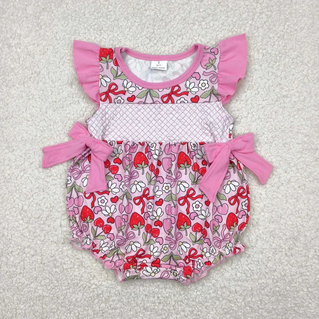 embroidery floral flowers girls romper RTS sibling clothes